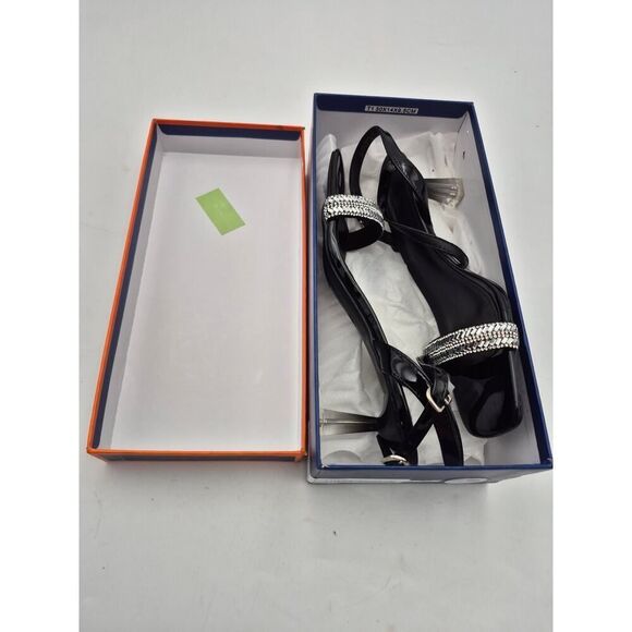 Trakxy Women's Rhinestone Open Toe Kitten Heel Transparent Sandals Size 40 Black - Picture 7 of 9
